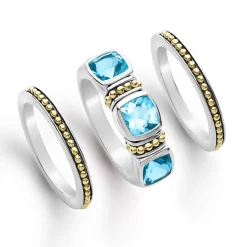 Best Sale Swiss Blue Topaz Stacking Rings Gemstones