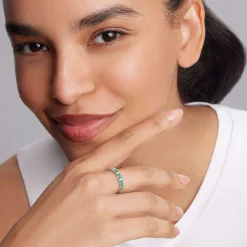 Cheap Swiss Blue Topaz Stacking Ring Two-Tone