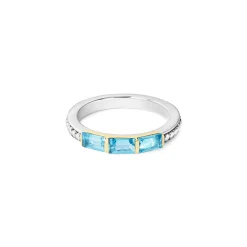 Cheap Swiss Blue Topaz Stacking Ring Two-Tone