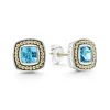 Best Swiss Blue Topaz Stud Earrings Two-Tone