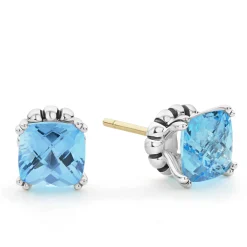 Best Sale Swiss Blue Topaz Stud Earrings Silver