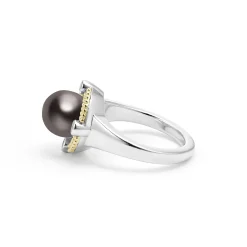 Online Tahitian Black Pearl Diamond Ring Two-Tone