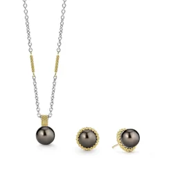 Clearance Tahitian Black Pearl Gift Set Silver
