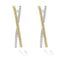 Shop Thin Two-Tone Caviar X Diamond Hoop Diamonds