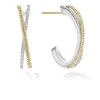 Clearance Thin Two-Tone Caviar X Diamond Hoop Two-Tone