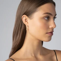 Clearance Thin Two-Tone Caviar X Diamond Hoop Two-Tone