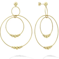 Clearance Three Circle Bead Drop Earrings Gold