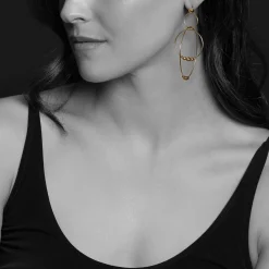 Clearance Three Circle Bead Drop Earrings Gold