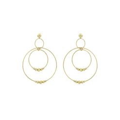 Clearance Three Circle Bead Drop Earrings Gold