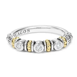 Outlet Three Diamond Stacking Ring Two-Tone