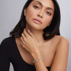 Discount Three Station Caviar Beaded Bracelet Two-Tone