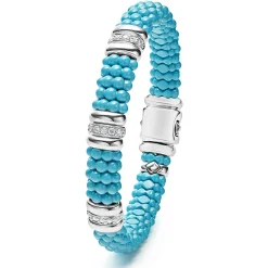 Cheap Three Station Ceramic Diamond Bracelet | 9Mm Silver