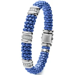 Hot Three Station Ceramic Diamond Bracelet | 9Mm Two-Tone