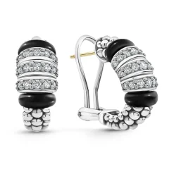Cheap Three Station Ceramic Diamond Hoop Earrings Diamonds