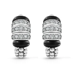Cheap Three Station Ceramic Diamond Hoop Earrings Diamonds