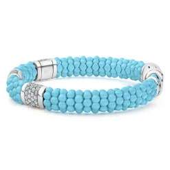 New Three Station Ceramic Diamond Bracelet | 9Mm Diamonds