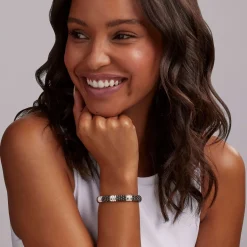 Cheap Three Station Ceramic Diamond Bracelet | 9Mm Two-Tone