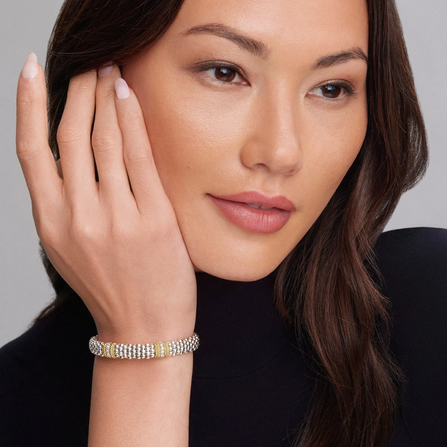 Best Three Station Diamond Caviar Bracelet | 9Mm Diamonds