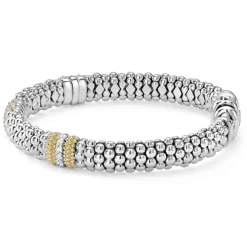 Fashion Three Station Diamond Caviar Bracelet | 9Mm Two-Tone