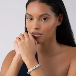 Hot Three Station Diamond Circle Caviar Bracelet | 9Mm Diamonds