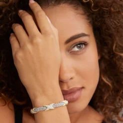 Hot Three Station Diamond X Caviar Bracelet | 6Mm Diamonds