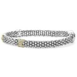 Online Three Station Gold X Diamond Caviar Bracelet | 6Mm Diamonds