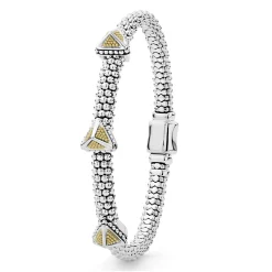 Sale Three Station Pyramid Caviar Bracelet | 6Mm Two-Tone