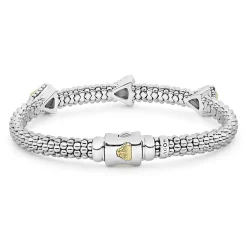 Sale Three Station Pyramid Caviar Bracelet | 6Mm Two-Tone