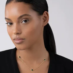 Sale Three Station Round Onyx Necklace Gemstones