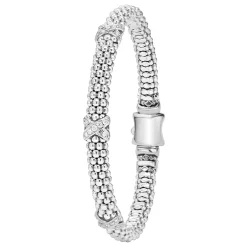 Cheap Three Station Silver X Diamond Bracelet | 6Mm Diamonds