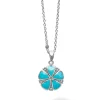 New Turquoise Flower Pendant Necklace Silver
