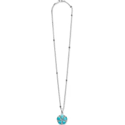 New Turquoise Flower Pendant Necklace Silver