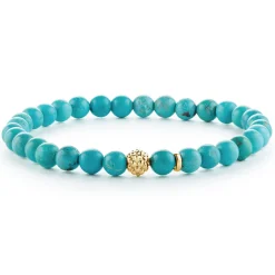 Clearance Turquoise Gold Station Bead Bracelet Gemstones