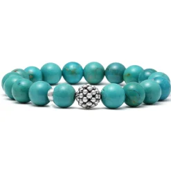 Cheap Turquoise Silver Station Bead Bracelet Gemstones