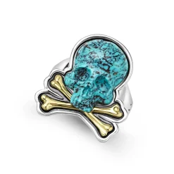 Sale Turquoise Skull And Bones Statement Ring Rings