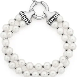 Clearance Two Strand Pearl Bracelet Silver