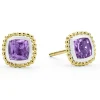 Store Two-Tone Amethyst Stud Earrings Two-Tone