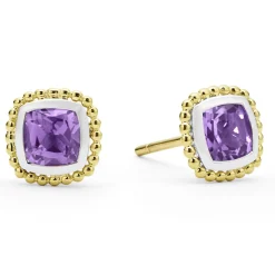 Store Two-Tone Amethyst Stud Earrings Two-Tone
