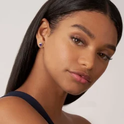 Store Two-Tone Amethyst Stud Earrings Two-Tone