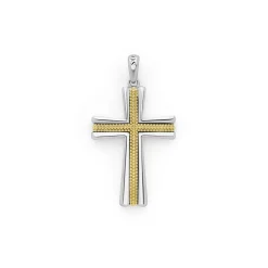 Discount Two-Tone Caviar Beaded Cross Amulet Amulets