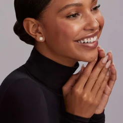 Clearance Two-Tone Caviar Diamond Stud Earrings Two-Tone