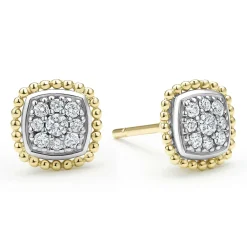 Fashion Two-Tone Caviar Diamond Stud Earrings Stud Earrings