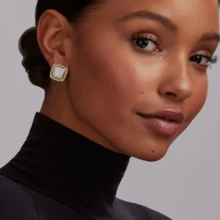 Outlet Two-Tone Caviar Diamond Stud Earrings Diamonds