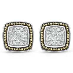 Outlet Two-Tone Caviar Diamond Stud Earrings Diamonds