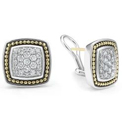 Outlet Two-Tone Caviar Diamond Stud Earrings Diamonds