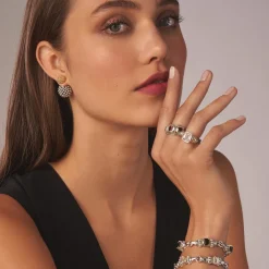 Store Two-Tone Caviar Front-Back Earrings Two-Tone