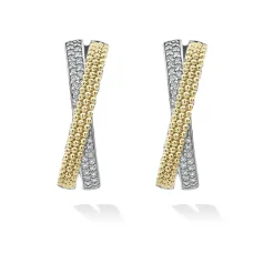 Hot Two-Tone Caviar X Diamond Hoop Earrings Diamonds