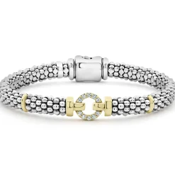 Fashion Two-Tone Diamond Circle Caviar Bracelet | 6Mm Caviar Bracelets