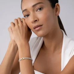 Fashion Two-Tone Diamond Circle Caviar Bracelet | 6Mm Diamonds