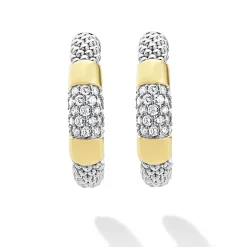 Clearance Two-Tone Diamond Hoop Earrings Two-Tone
